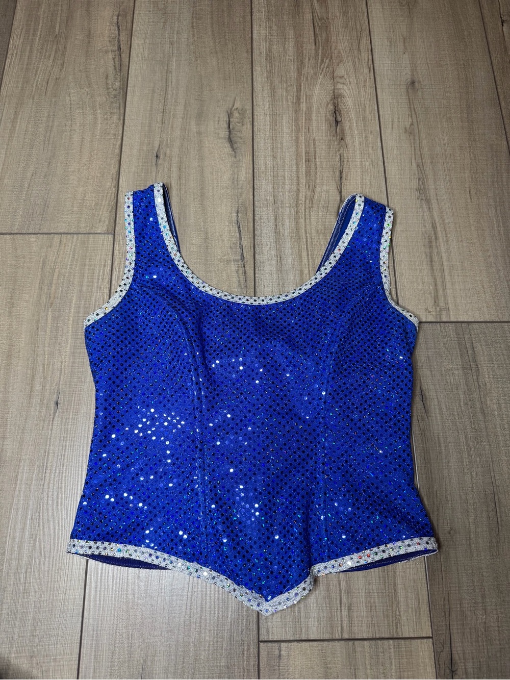 Coffield & Co Women’s 10 Blue Sequin Sparkle Rhinestone Y2K Going Out Top